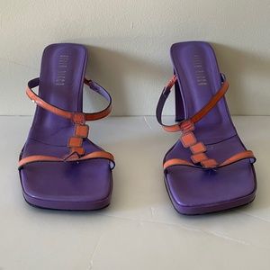 Bella Ricco Neon Orange Purple Square-toe Heels Size 9